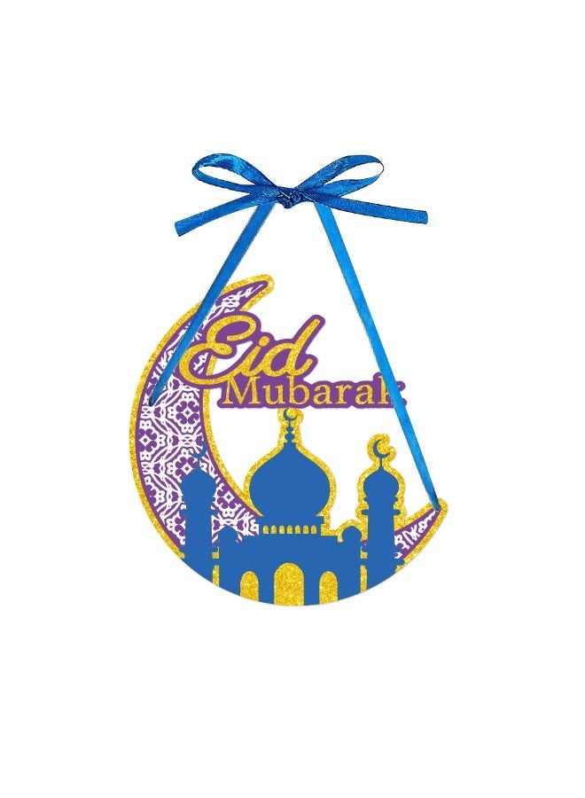 2PCS Ramadan & Eid Mubarak Door Hanging Decorations – Moon, Mosque & Lantern Paper Wall Pendant Home Festival Decor - Image 3